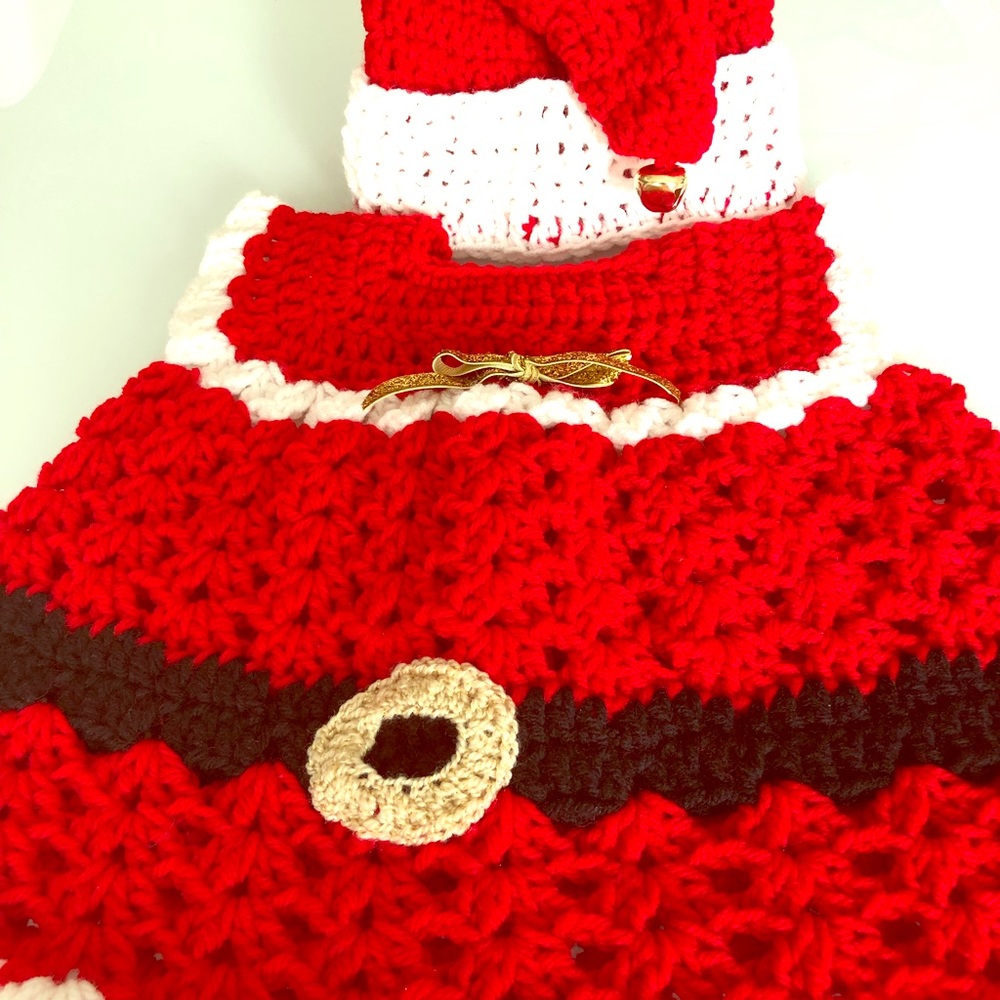 Handmade baby Santa dress and hat